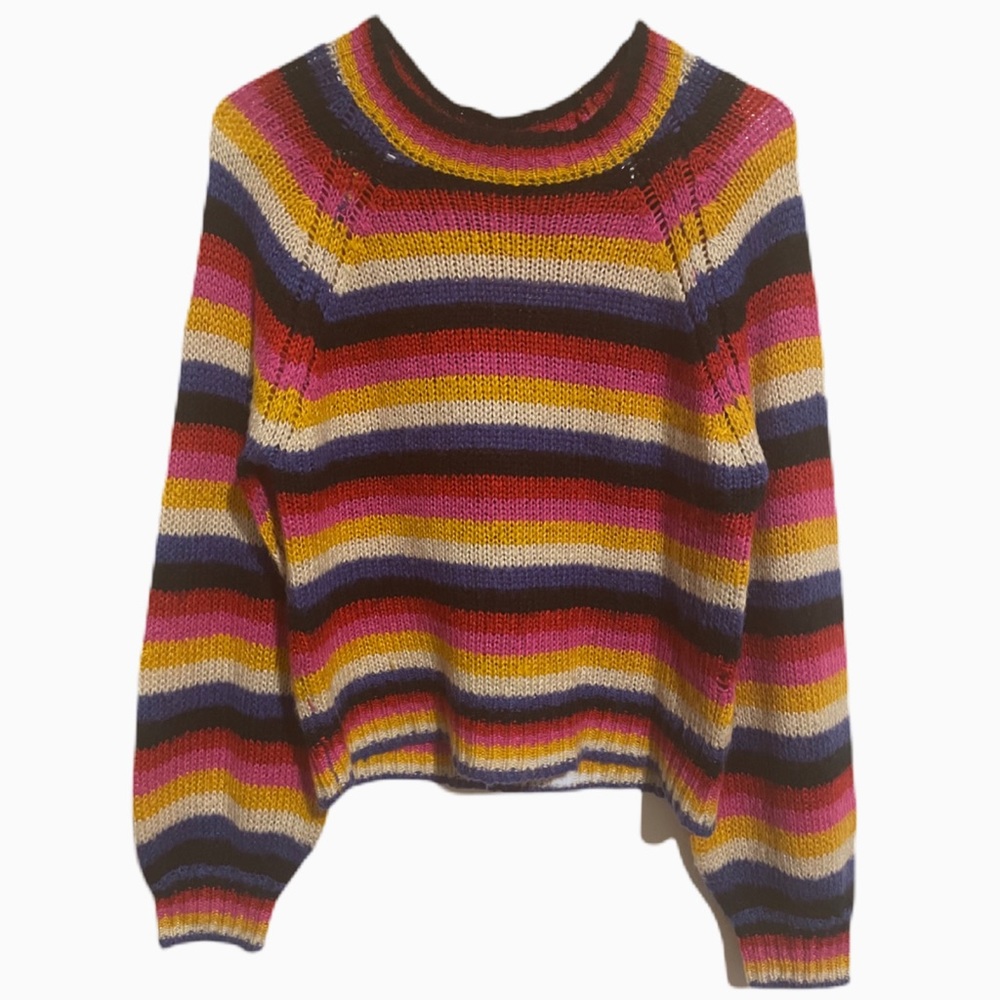 Cloud Chaser Vintage Inspired Color-Block Knit Sweater Size S
